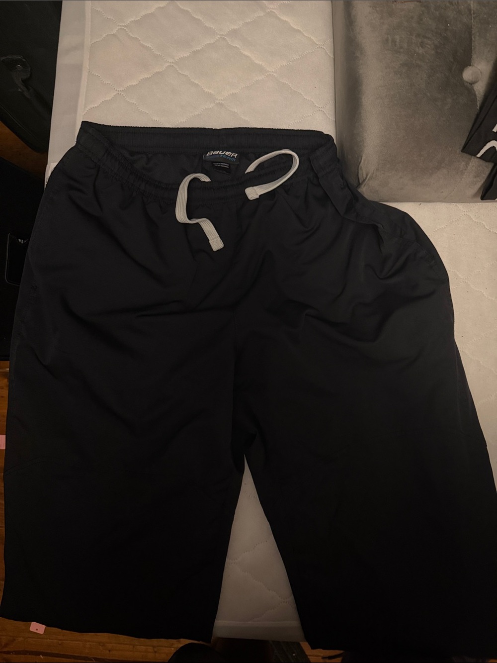 Bauer Black Men's Sweatshorts with Light Gray Drawcord